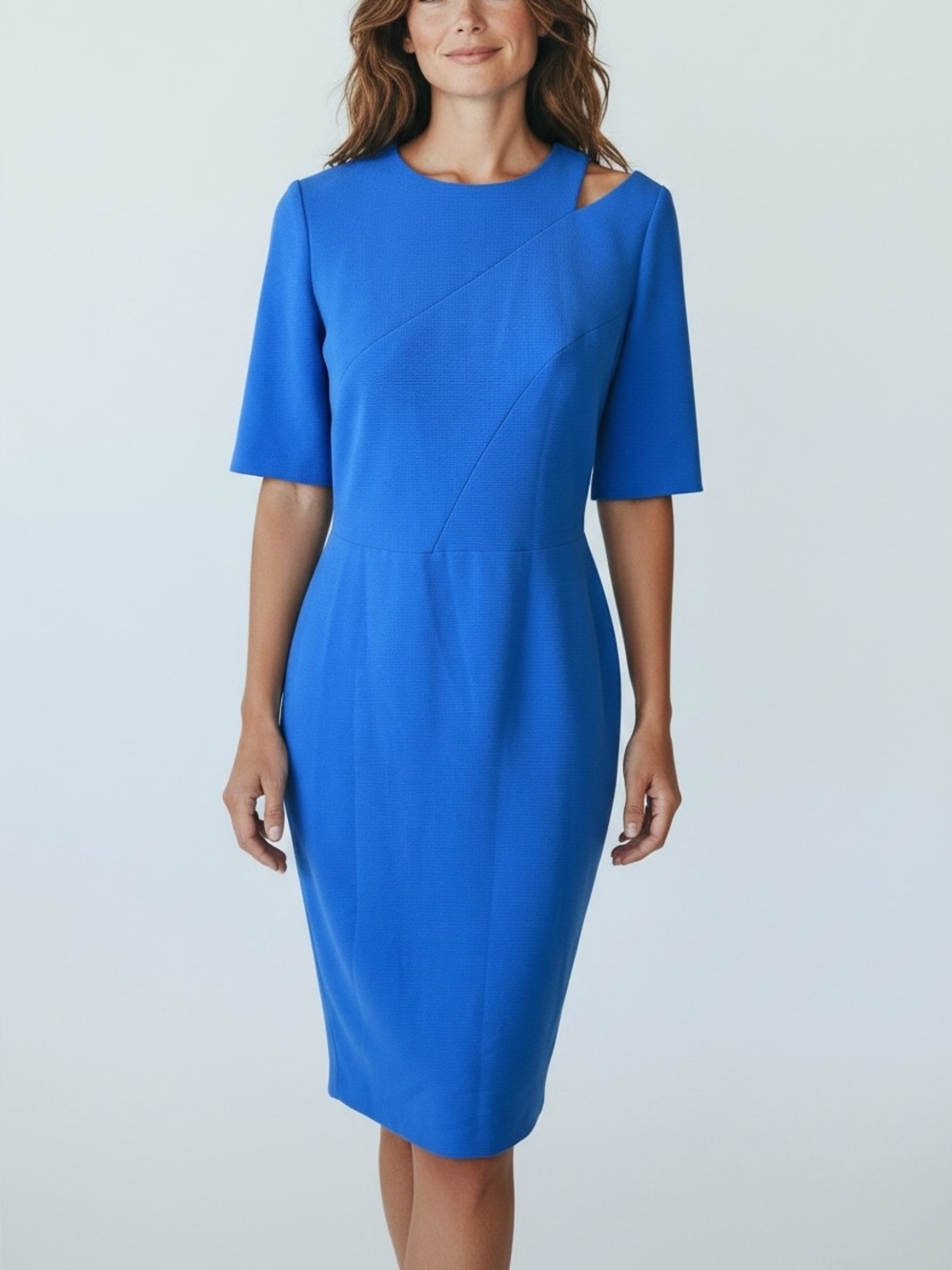 Maggy London Blue Short Sleeve Cutout Pencil Sheath Dress Womens 4